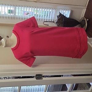 Loft Petites deep rose pink short sleeve dress fringe trim expose zipper 8P New…